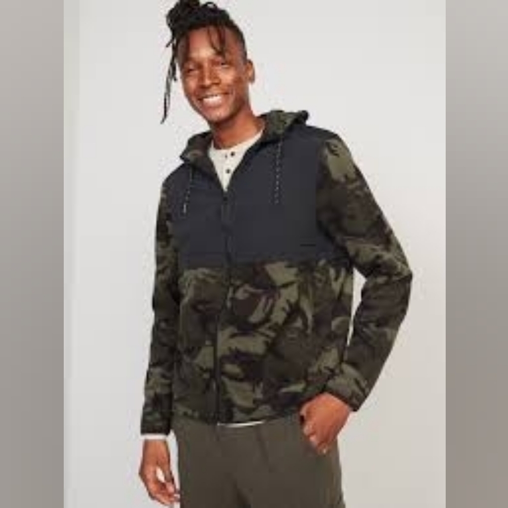 Old Navy Camo Microfleece Hybrid Zip-Front Hoodie NWT